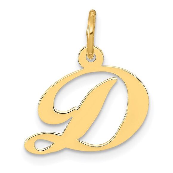 Kazi Luxury 14k Yellow Gold Small Fancy Script Letter D Initial Charm - Picture 1 of 4